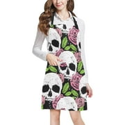 ASHLEIGH Colorful Skull Women Men Kitchen Apron Adjustable Bib Apron Front Pockets Perfect for Cooking Baking