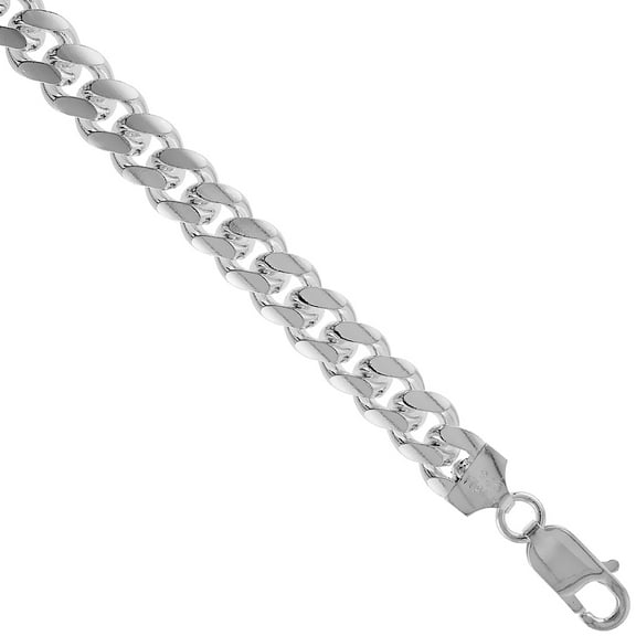 Italy 925 Sterling Silver 10mm Rhodium Miami Cuban Chain Necklace