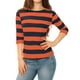 thumbnail image 2 of Camisetas de rayas para mujer Inspire Chic, corte ajustado, mangas de codo, cuello barco, T-shirt M, naranja y azul marino, 2 of 7