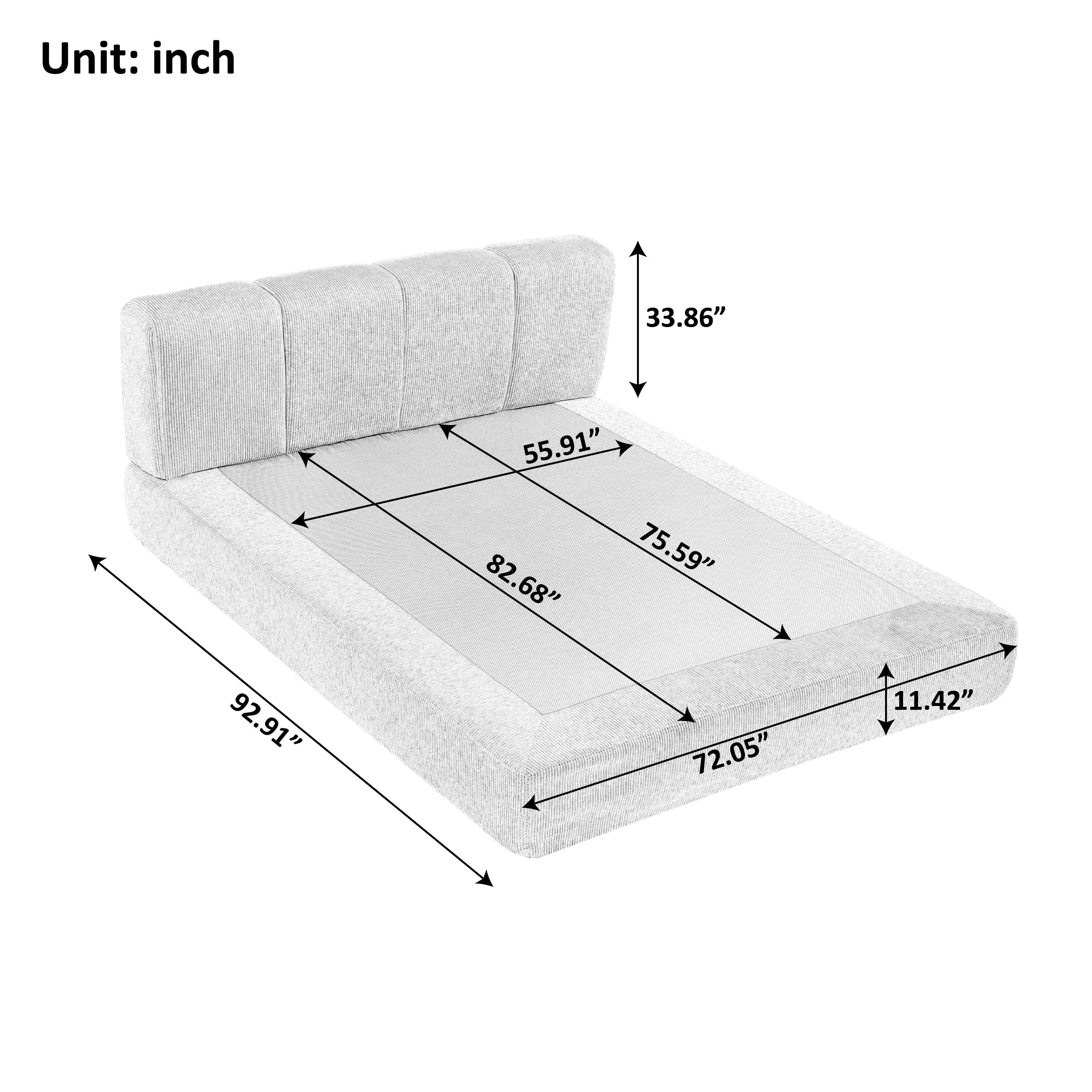 MAYEERTY Cloud Rest Cotton-Linen Blend Compressed Bed Queen Size Mattress Foundation with Headboard,Universal Fit, Hybrid Support Tool-Free Assembly