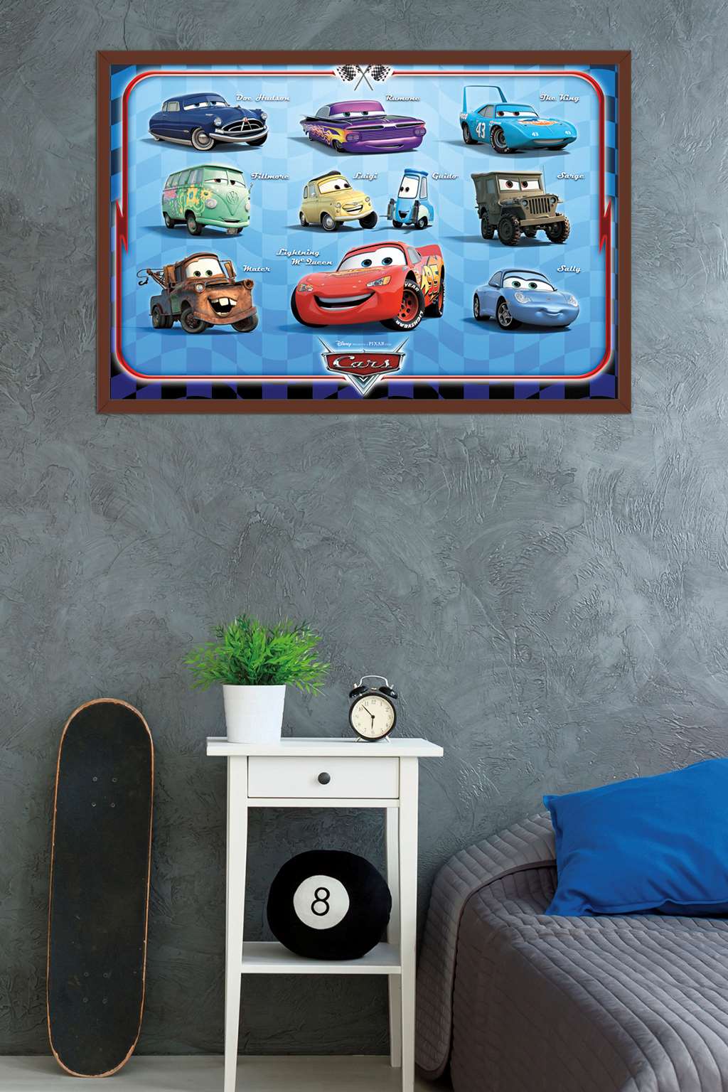 Disney Pixar Cars - Group Wall Poster, 22.375" x 34", Framed