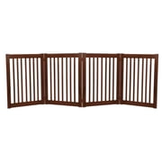 32" Highlander - 4 Panel Free Standing Wood Pet Gate - Mahogany