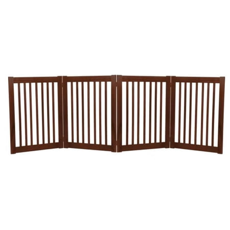 32" Highlander - 4 Panel Free Standing Wood Pet Gate - Mahogany