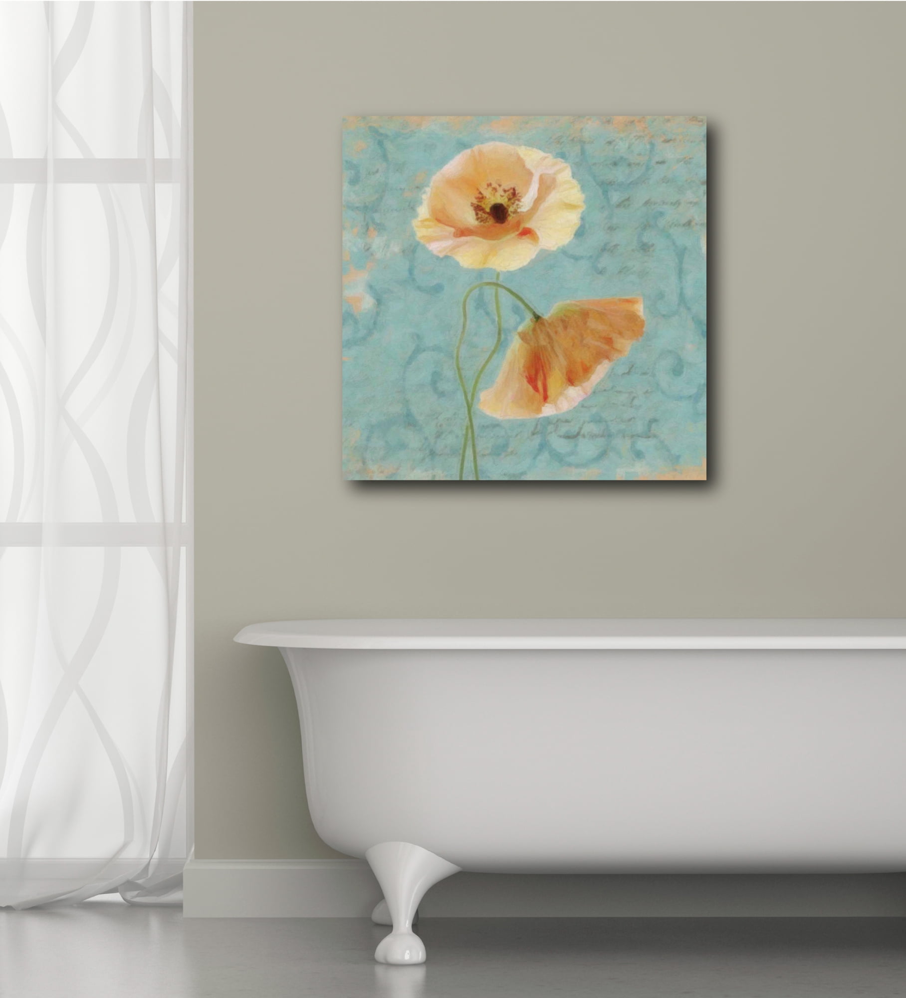 Blue Poppy Script I Gallery-Wrapped Canvas Wall Art, 16x16