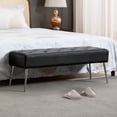 thumbnail image 3 of Duhome Elegant Lifestyle Bench PU Leather Upholstered Bench for Bedroom Entryway End of Bed Modern Classic Tufted Accent Bench Black, 3 of 11