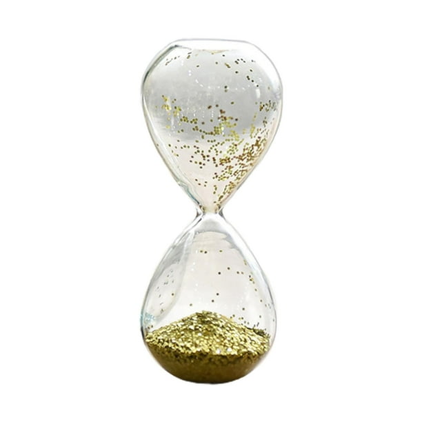Reloj de arena brillante, reloj de arena, reloj de arena brillante, 20 x 8 cm, con lentejuelas, Amarillo