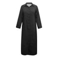 thumbnail image 6 of IDALL Maxi Dresses,Denim Dress Women Casual Solid Denim Dress V Neck Long Sleeve Button Pocket Loose Long Dress Casual Dresses,Long Sleeve Dress,Long Dresses Black Dress L, 6 of 7