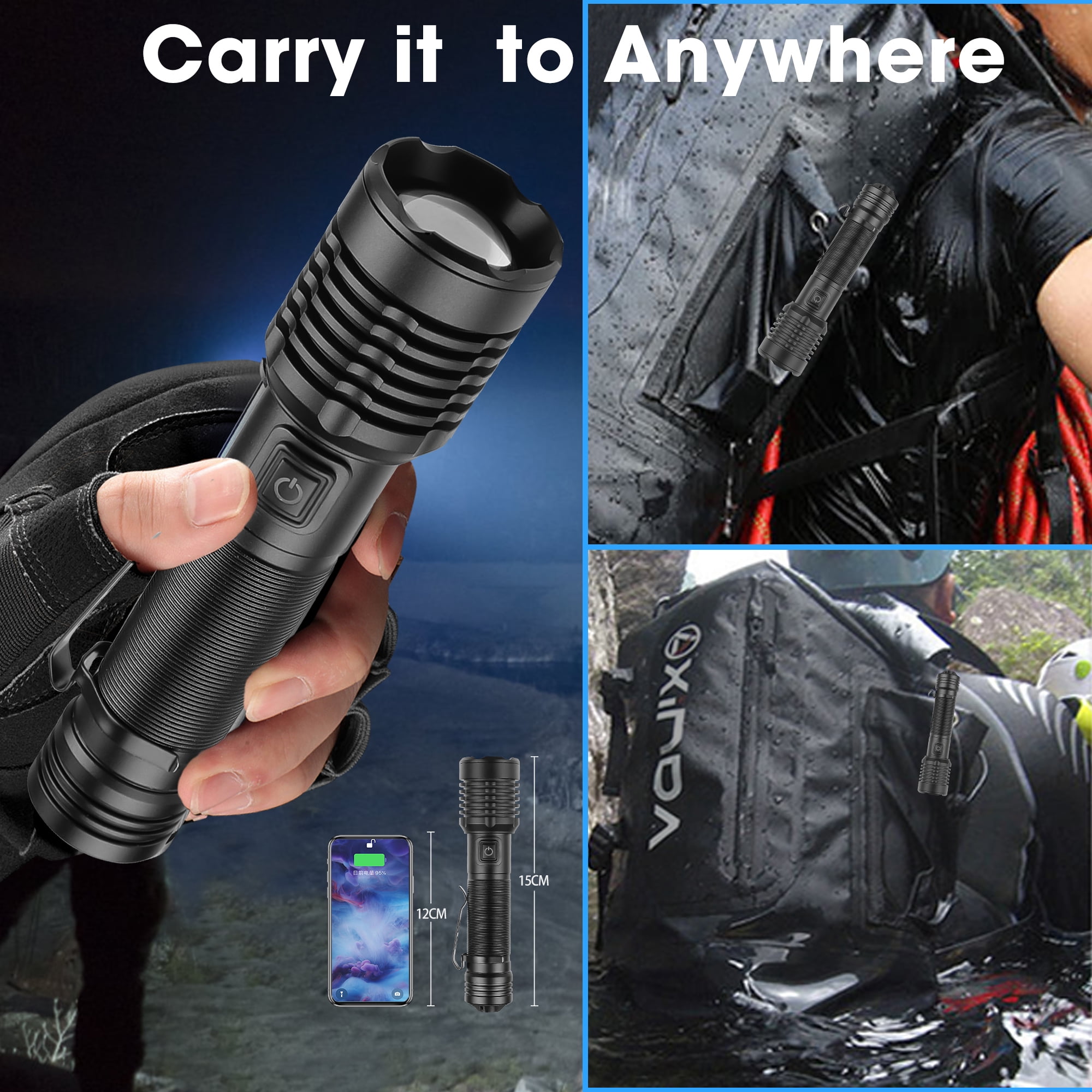 iFanze 20000 Lumens Powerful LED Flashlight for Hiking Hunting Camping