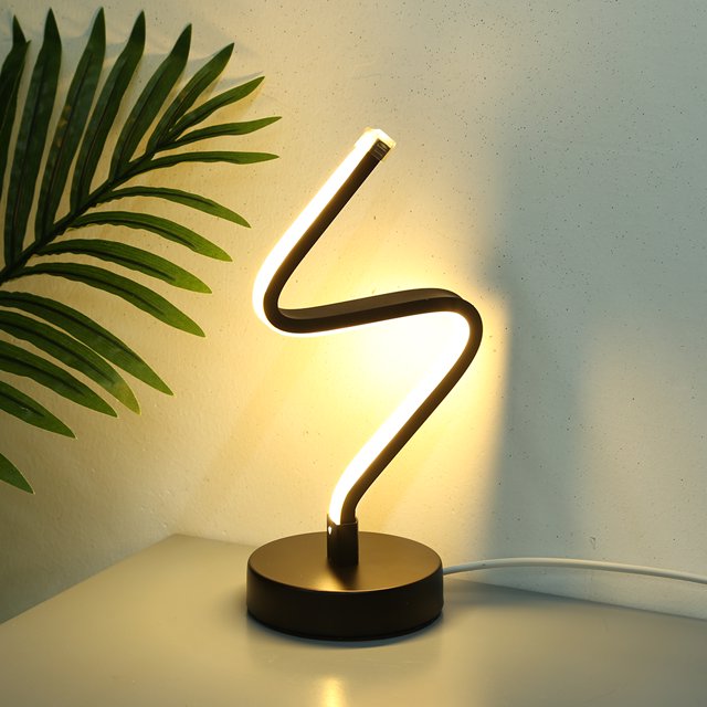 Luz LED en forma de espiral lámpara de mesa acrílica curvada