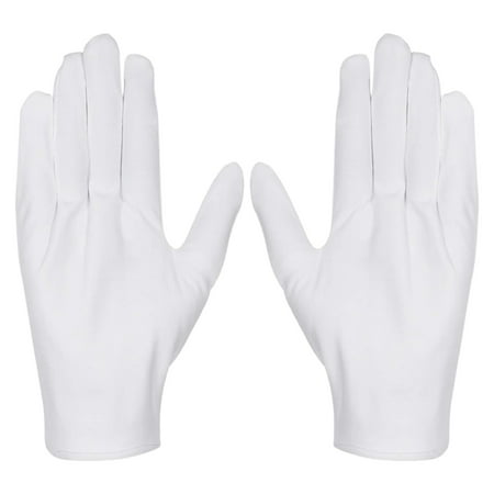 GiLiling 12-Pairs White Cotton Gloves, Breathable Work Glove Liners for Dry Hands, Stretchy Fit Moisturizing Gloves for Jewelry Inspection and SPA Care, Universal Size