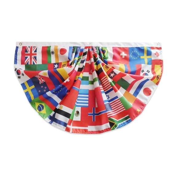 International Fan Flag Half Fan Banner 24 X 48 Inch Durable Polyester Patriotic Sports Event Decor Independence Day Soccer Theme Party Hanging Decoration Multi Nation Design 1
