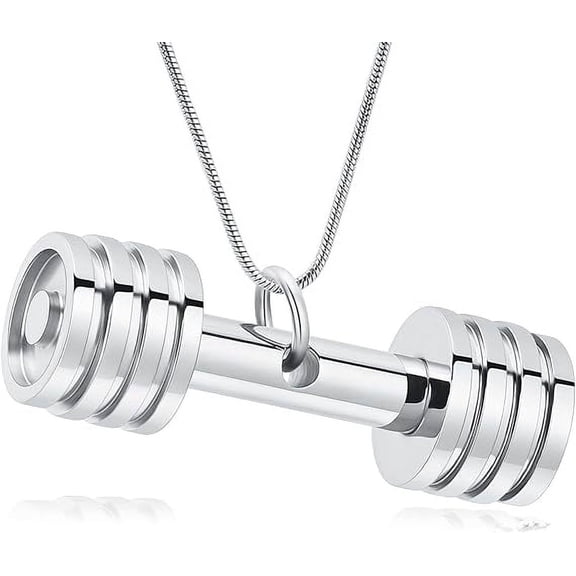 Dumbbell Cremation Jewelry for Ashes Pendant Locket Stainless Steel Keepsake Ash Jewelry Memorial Urn Necklaces for Ashes for Men Women