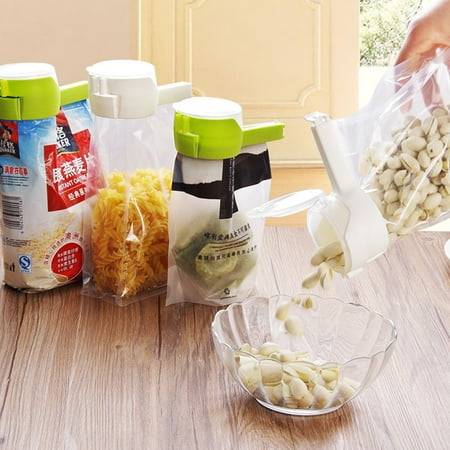 

Gpoty Seal Pour Food Storage Bag Clip Food Storage Sealing Clips with Pour Spouts Portable Plastic Helper Food Saver Snack Sealing Clip with Lid Small Moisture Sealing Clamp