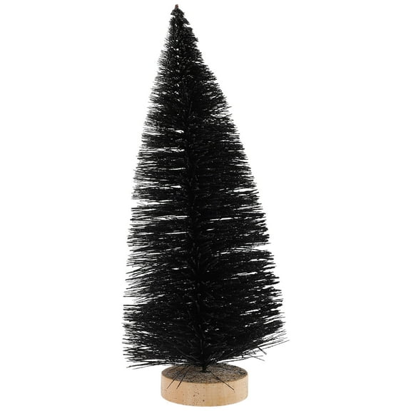 OULII Black Artificial Pine Xmas Tree for Desktop Decoration with Plastic Iron and Wood Materials