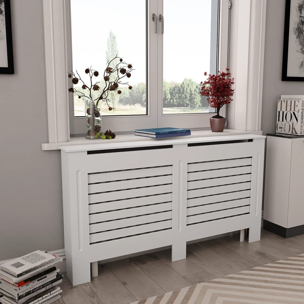 White Painted Radiator Covers Modern Cabinet Slatted Grill Wood Furniture MDF 