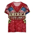 thumbnail image 4 of Hogleaql Women’s 250th Anniversary Usa Shirt Short Sleeve V Neck 4th Of July Blouse American Flag Retro Graphic Patriotic Fashion Pullover Tops Wine 2XL, 4 of 5