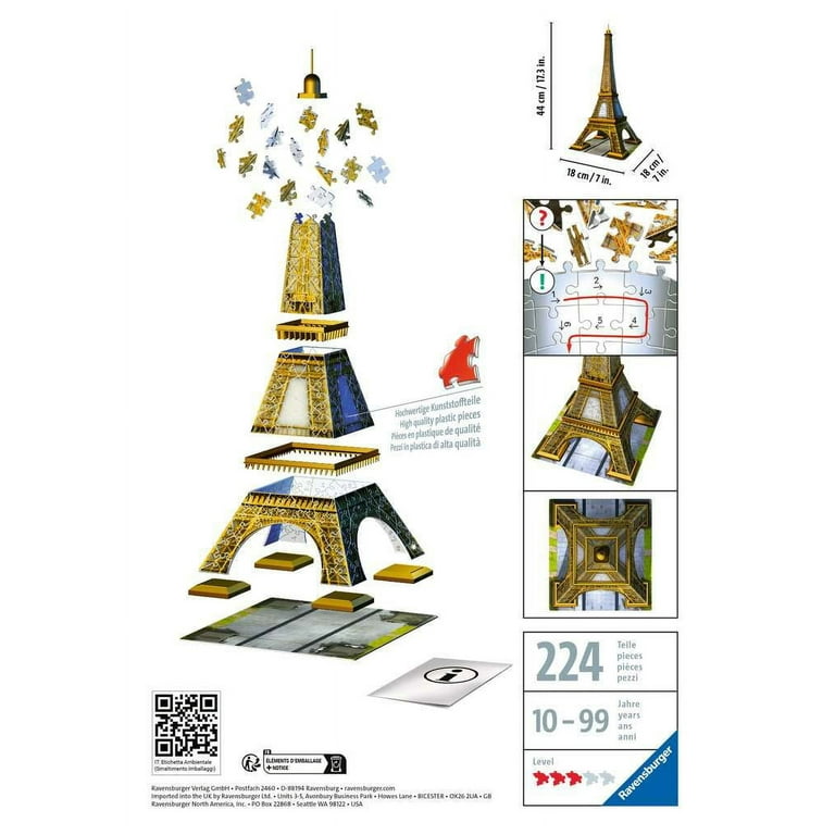 Ravensburger Mini Eiffel Tower 54 Piece 3D Puzzle for Adults and Kids -  12536 - Easy Click Technology Means Pieces Fit Together Perfectly, No Glue