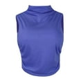 thumbnail image 2 of MORESEC Women's High Neck Sleeveless Crop Top Ruched Casual Holiday Tops Solid Basic Slim Tee Shirts Summer Fashion Clothes, Dark Blue L, 2 of 4