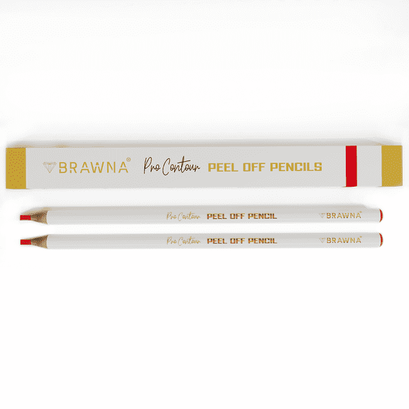 BRAWNA Pro Contour Peel Off Pencil for Eyebrow and Lip Mapping - Set of 2 - Red - PMU Supplies- Lip Blushing Supplies