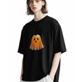 thumbnail image 2 of Men's T Shirts, Fall Orange Burqa Cartoon Ghost T-Shirt for Men Crew Neck Tees Cotton Tops, Black, L, 2 of 9
