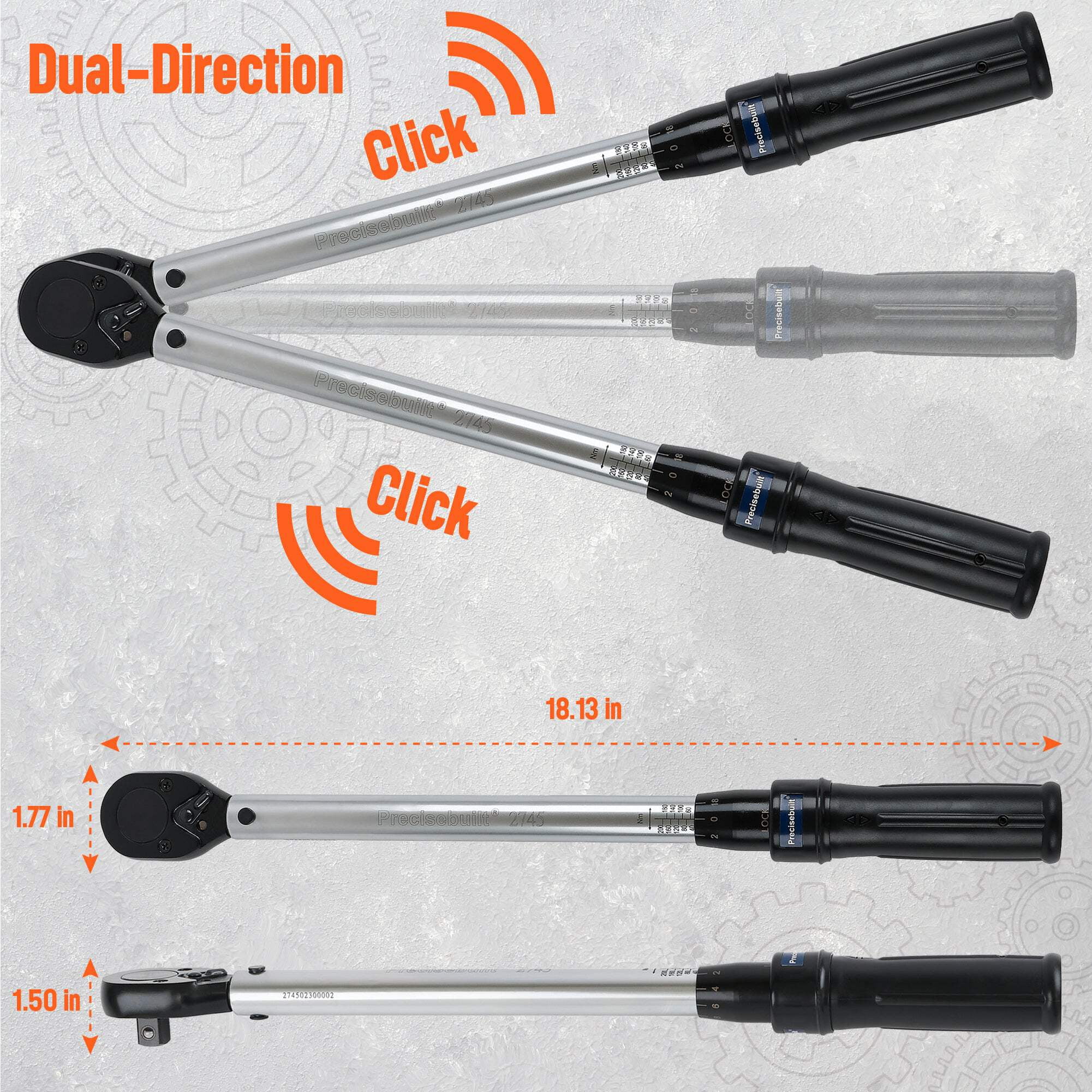 Precisebuilt 1/2" Drive 200 Nm Click Tech Torque Wrench