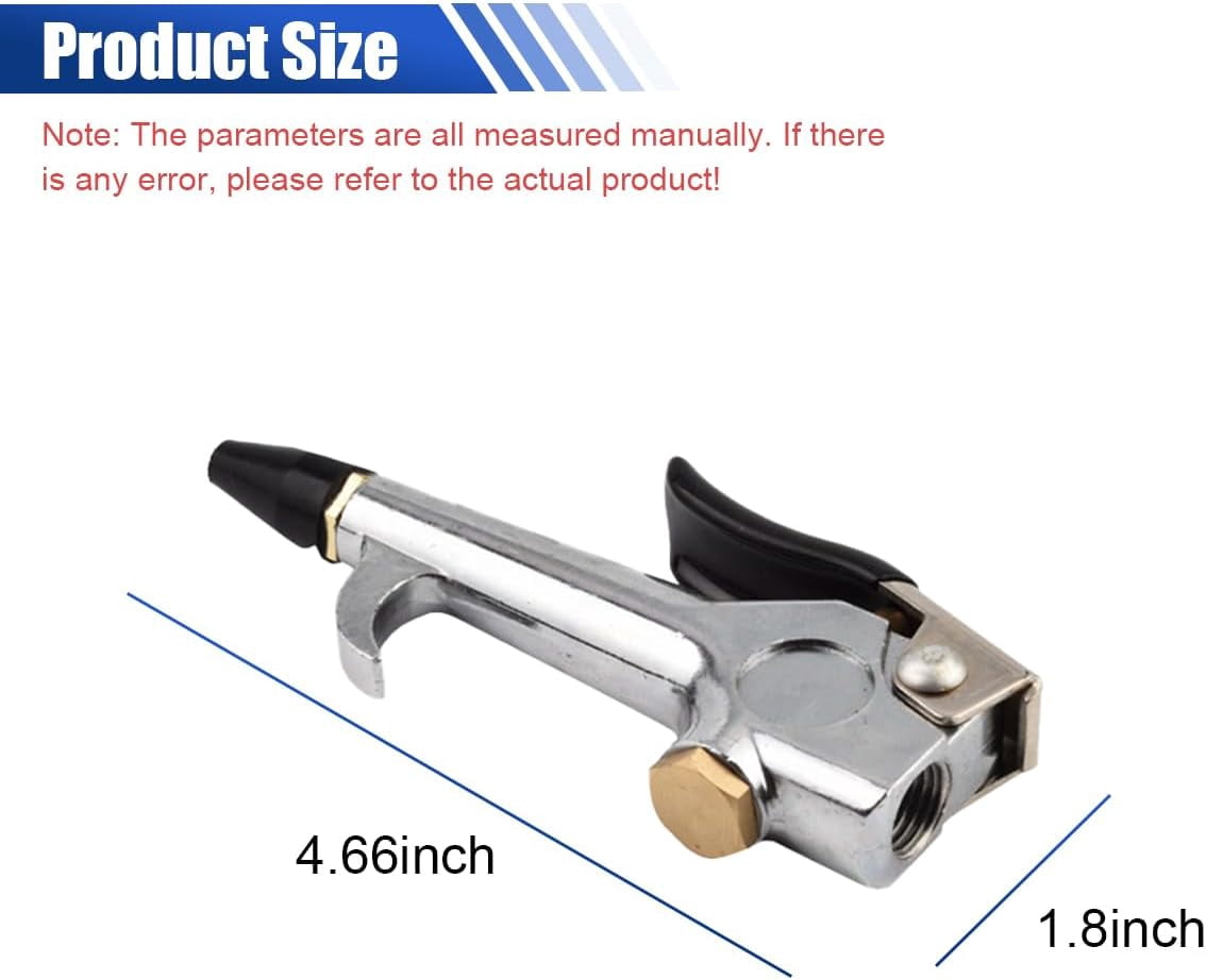 MKEUDQ-4PCS 1/4 NPT Lever Blow Gun Air Nozzle, Zinc Alloy Air Blower Gun Tool with Rubber Safety Tip Nozzles, Air Compressor Blow Gun Accessories for Car Home Industry Dust Cleaning