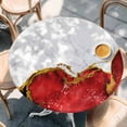 thumbnail image 2 of Red Gold Marble Round Tablecloth, Fitted Table Cover with Elastic for 55"-60" Round Tables, Modern Abstract Marble Crack Texture Table Cloth Outdoor Indoor Dinning Party Waterproof Tablecloths, 2 of 7