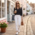 thumbnail image 5 of Domzest Womens Polka Dot Shirt Long Sleeve Button Down Shirts Loose Fit Lightweight Business Dressy Casual Blouse Black XL, 5 of 7