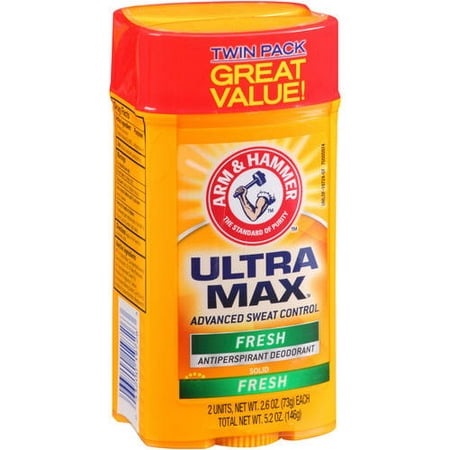 (4 count) Arm & Hammer Ultra Max Fresh Solid Antiperspirant Deodorant, 2.6 Oz, 2 Twin