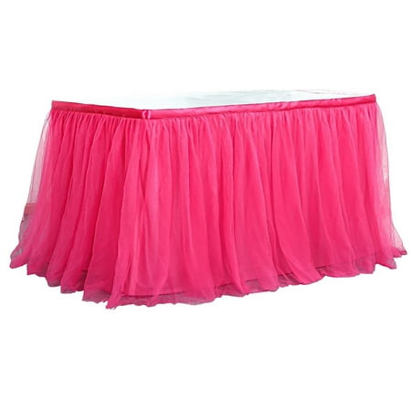 

Halloween Tulle Table Skirt With Ruffles Tutu Table Skirts Washable Easy To Install Table Skirt For Birthday Wedding Christmas Party Cake Table Decorations-Rose Red-450cm