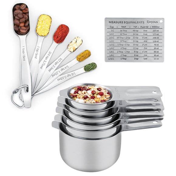 Uadme Ensemble De Tasses Et Cuillères à Mesurer,13 Pièces,Cuillères à Mesurer En Acier Inoxydable De Qualité Supérieure Avec Règle,Cuillère/Clip Pour la Cuisson,Liquide