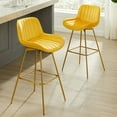 thumbnail image 2 of Art Leon Counter Height Bar Stools, 26" Height Swivel Velvet, Island Stools with Golden Metal Legs, Set of 2, Yellow, 2 of 8
