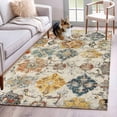thumbnail image 2 of Farmhouse Morocco Washable Rug 4x6 Area Rug for Living Room Bedroom Non Slip Indoor Floor Rectangle Carpet Soft Low Pile Large Boho Abstract Shabby Texture Art Entryway Rugs for Dining Room Office, 2 of 9