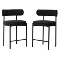 thumbnail image 4 of 27" Boucle/PU Bar Stools Set of 2, Accent Counter Height Stools with Back for 2 People, Modern Metal Tall Dining Chairs, Upholstered Counter Height Bar Chairs for Kitchen & Kitchen Island, 4 of 9