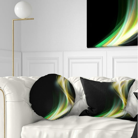 Designart Green Yellow Light Art - Abstract Throw Pillow - 12x20