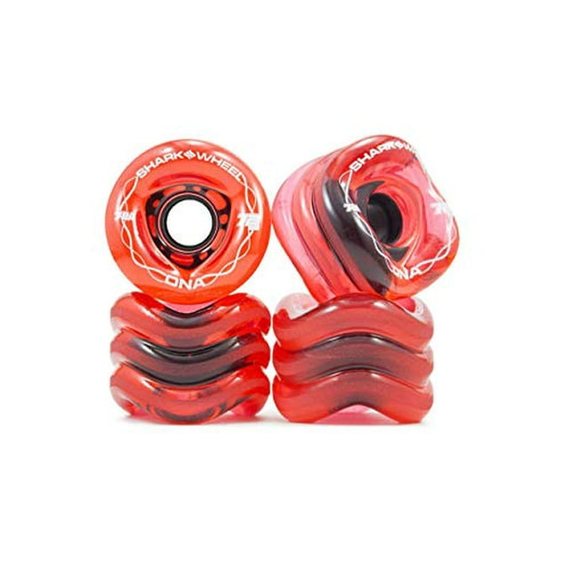 Shark Wheel 72mm 78a Longboard Cruising Wheels, DNA Formula, Transparent Red, Set of 4 Wheels