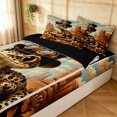 thumbnail image 3 of Manfei Hippie Lizard Zipper Full Size Comforter Sets with Fitted Sheet and 2 Pillowcases, Tropic Desert Animal Zipper Bedding Set, Brown Orange, Black Reversible, 4pcs, 3 of 7