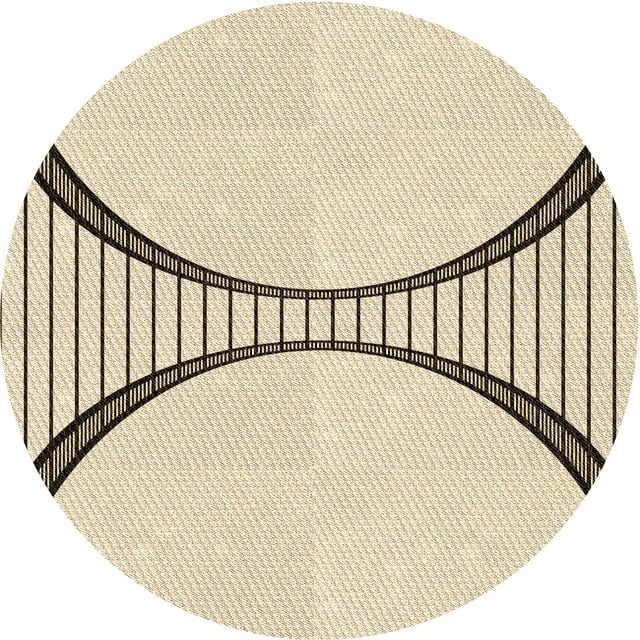 Ahgly Company Tapis d'Intérieur Lavable en Machine, Mocassin Rond Beige Transitionnel, 7 Pieds Rond