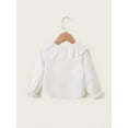 thumbnail image 4 of NZRVAWS Toddler Baby Girl Clothes Mint Leaf Collar Long Sleeve Button down Solid Color T-Shirt Baby Girl Top White 3-4 Years, 4 of 6