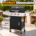 thumbnail image 6 of Syngar 3-Burner Propane Gas Grill with Side Burner, Bbq Grill with 40000 Btu, Porcelain Grates, Easy-Clean Design, Stainless Steel & Storage Cabinet, 6 of 7