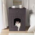 thumbnail image 2 of Jopath Cat Home Nightstand,Wooden Pet House Cat Litter Box Enclosure With Drawer, Side Table, Indoor Pet Crate,Kitty Sleep Durable,Easy To Clean Brown, 2 of 8