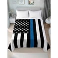 thumbnail image 2 of Full Size Flat Sheet Only, Blue White American Police Flag Soft Brushed Microfiber Bed Sheets, Honoring Law Enforcement Officers Hotel Quality Breathable Bedding Top Sheet, Easy Care, 81"x96", 2 of 9
