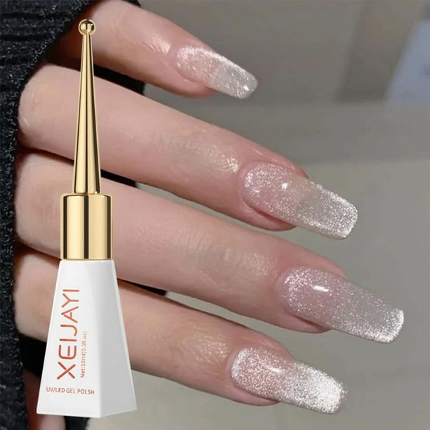 Pegamento para esmalte de uñas de cerámica blanca con forma de ojo, piedra brillante, porcelana blanca, 10 ml