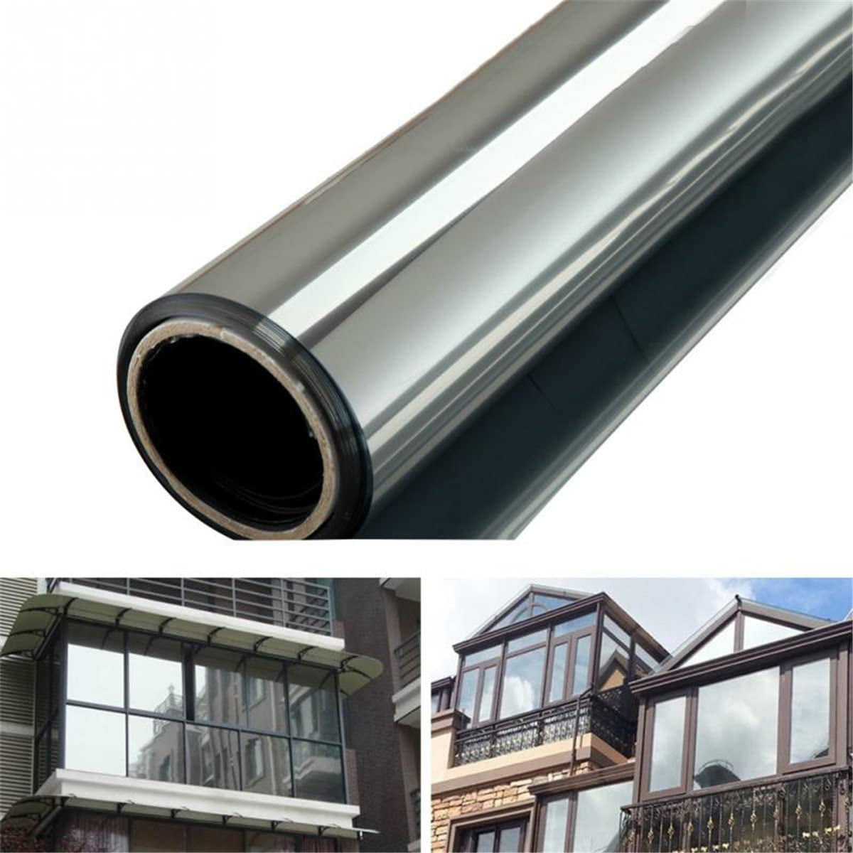Reflective Film for Windows 60 x 100ft Silver & Grey SW One Way Mirror Privacy Film 17.7 10ft 17.7 x 10ft Heat Control Anti UV Window Tint for Privacy and Home Security