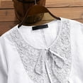 thumbnail image 4 of Dazajoo Women's Cotton Linen Blouse Tunics Summer Boho Loose 3/4 Sleeve Lace Patchwork Tops Hollow Out Leisure T-Shirt for Women 2024,White,M, 4 of 7