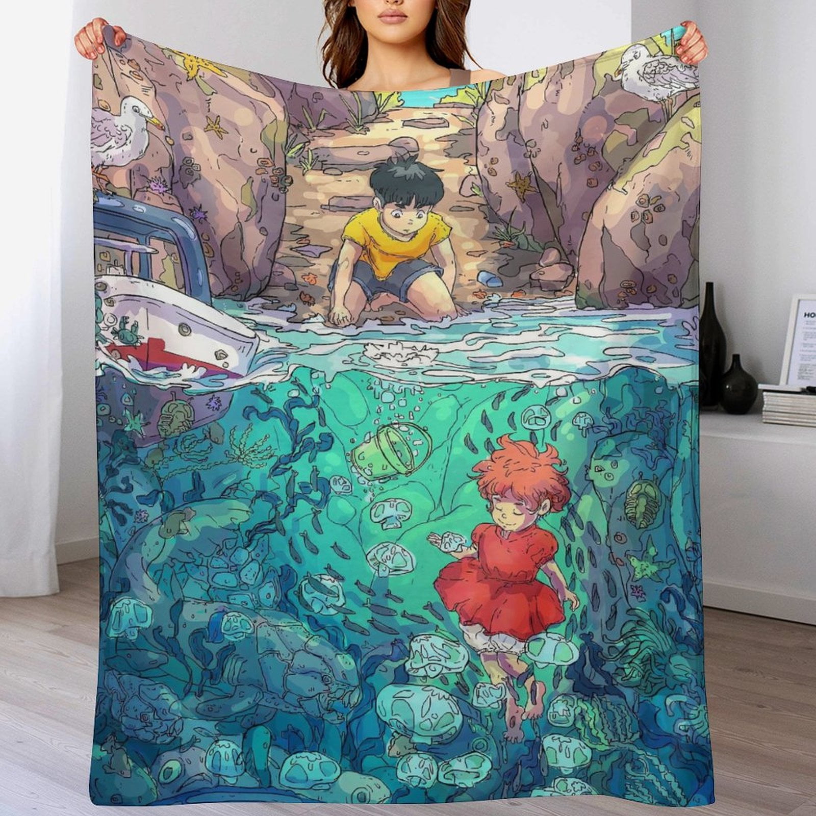 Japan Anime Blanket Plush Lightweight Soft Flannel Japanese Manga Throw Blankets for All Seasons Gifts