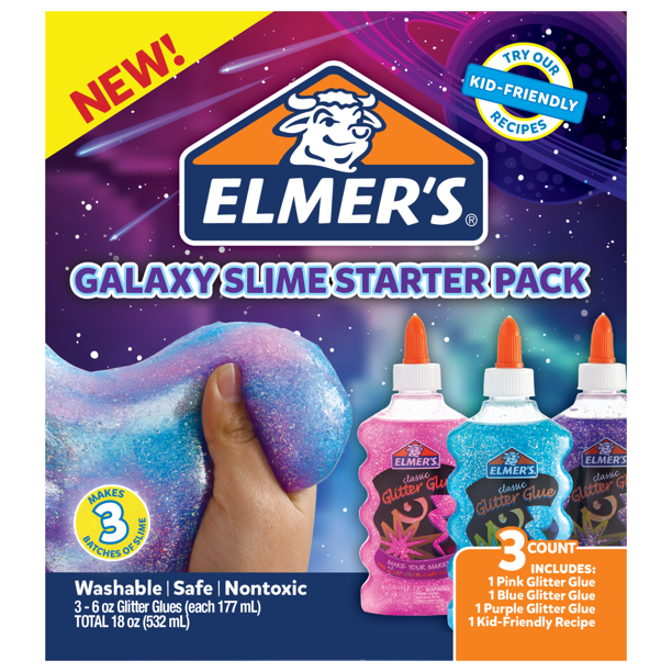 Elmer's Glitter Glue Slime Starter Packs, 3Pack, Galaxy