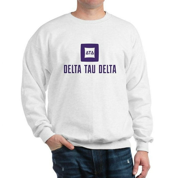 CafePress - Delta Tau Delta Purple Stacked Signature Sweatshirt - Crew Neck Sweatshirt
