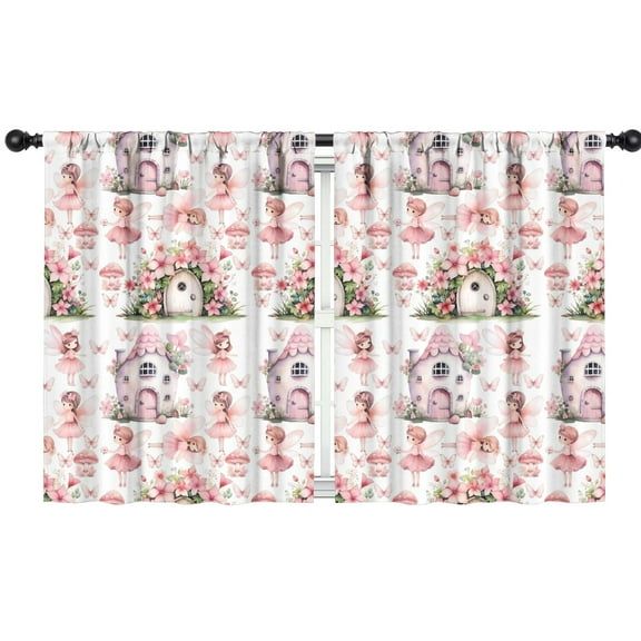 Blackout Kids Curtains,Fairy Princess Mushroom Pattern Childrens Insulated Curtains Set Of 2,Bedroom Essentials,Toddler Room Decor 42"x54"