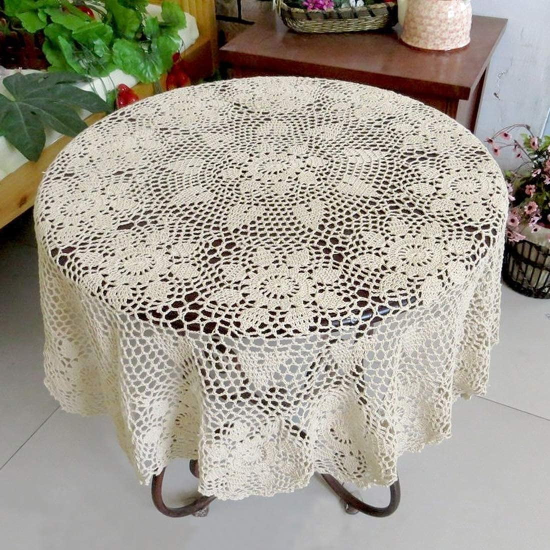 PURE  White Lace Table Runner 54"  Doily  Cut work  Waterlily Flower  Doilies 
